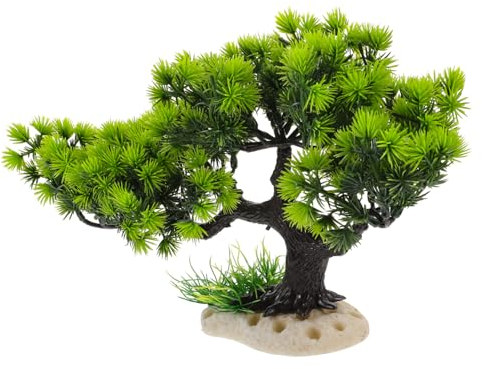 Housoutil Aquarium-Bonsai-Baum-Ornament Künstliche Kiefer für Aquarium- Realistische Elegante Miniatur-Dekoration
