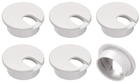 sourcing map 6Pcs Cable Hole Cover, 1.38Inch/35mm ABS Desk Cable Wire Cord Grommet Hole Cover for Office Computer Desk Wire Organizer, White
