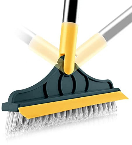 Spazzolone per fughe, setole a forma di V, setole rigide, spazzola per pavimenti doccia 2 in 1, spazzola per pulizia regolabile, spazzola per piastrelle durevole, testina girevole a 120 gradi per la