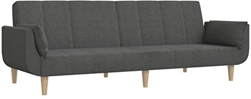 vidaXL Schlafsofa 2-Sitzer mit 2 Kissen Dunkelgrau Stoff