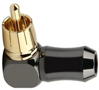 Ficher 1 Pièces Connecteur RCA Prise Audio Mâle Connecteur de Borne de Haut-Parleur Coudé à Angle Droit de 90 Degrés pour Souder des Pièces de Rechange de Câble Vidéo