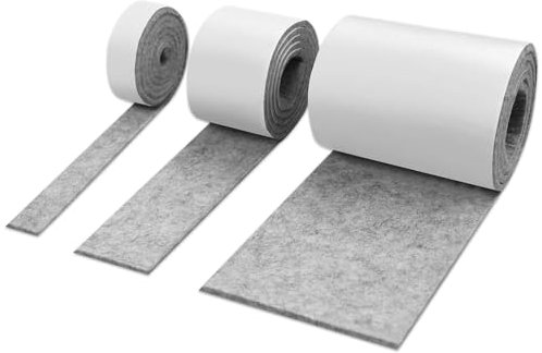 Filzgleiter Selbstklebend, 3 Rollen Selbstklebender Filz Starke Filzstreifen Stühle und Möbelfüße Schneiden Sie Jede Form(Grau100cm x10 cm/100cm x 5cm/100cm x 2cm)