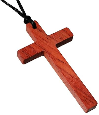 DUGEGAYL Ciondolo Croce in Legno,Pezzo Unico Handmade, Ciondolo in Legno Rosso, Adatto a Tutte Le ETA' e Generi, Perfetto per Decorare e Come Regalo