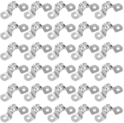 QIMEI-SHOP Rohrschellen Befestigungsschelle 16mm Rohrschelle Edelstahl U-Typ Rohrklemme Sattelklemme für Befestigung Gasrohre Wasserrohre Kabelrohr 30 Stück