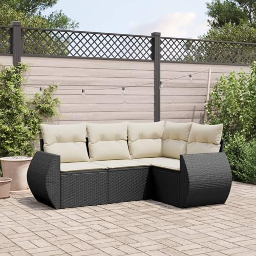 Festnight Gartenlounge mit Stauraum Balkonmöbel Klein Balkon Lounge Rattan Sofa Ecklounge Garten Lounge Sofa Outdoor Sitzecke Balkon Loungemöbel Gartensofa Ecksofa Rattansofa