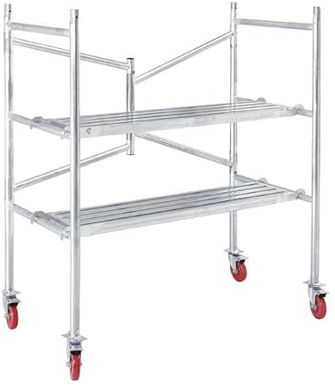 Piattaforma per ponteggi in acciaio con ruote di bloccaggio, torre pieghevole per la portabilità, capacità di carico 226,8 kg, impalcatura mobile portatile