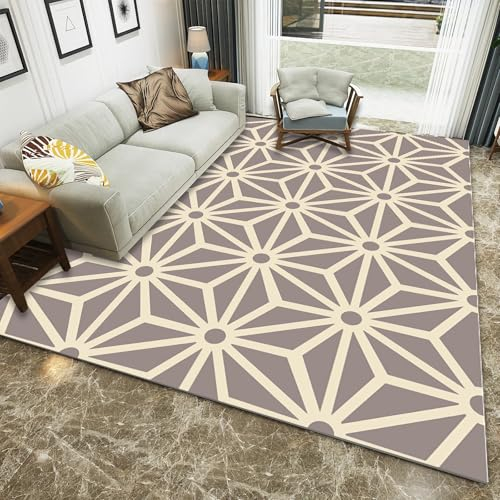 Tzvpsu Moderne deko Grau-Gelb Geometrisches Design Rutschfester, strapazierfähiger Teppich,Area Rug Teppich für Kinder 80x160cm