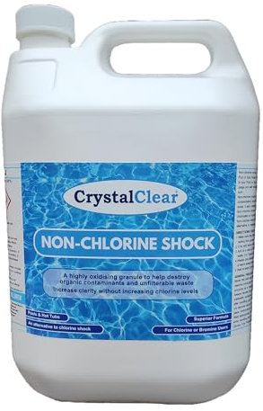 5kg CrystalClear Non Chlorine Shock Granules for Chlorine, Bromine & Salt Water Systems Oxygenates Water Destroys Chloramines & Other Contaminants - 100% Oxone - Odourless & Irritation Free