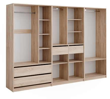 Vicco Armadio multifunzione Elmo, Sonoma, 280 x 200 cm Set di 3, per una conservazione flessibile di diversi capi di abbigliamento