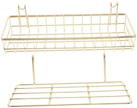 Zerodeko 2 Stück Wandkörbe Aus Metall Mit Haken Drahtgitter Wandregal Für Küche Und Büro Multifunktionaler Wandorganizer Zur Aufbewahrung Rostfrei Goldfarben