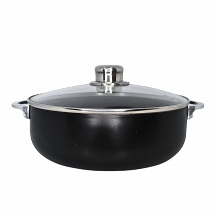 IMUSA 4.4Qt Bistro Ceramic Nonstick Caldero/Dutch Oven with Glass Lid, Black
