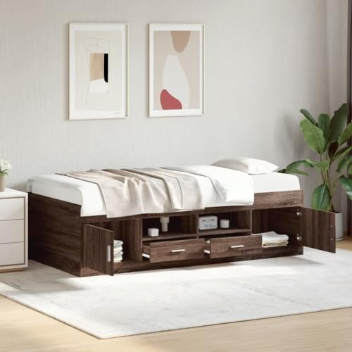 XGWKCNV Furniture Select-Tagesbett mit Schubladen ohne Matratze, Braun Eiche, 75x190 cm, kleines Einzelbett