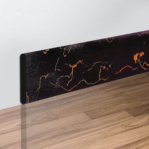 Oceanlend Zócalo autoadhesivo, zócalo impermeable con patrón de mármol, para esquinas de pared, bordes de mesa, encimeras de cocina y tubería de gas (textura negra)