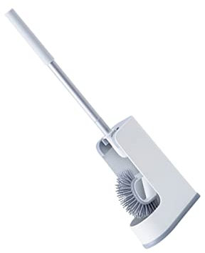 Amosfun Silicone Toilet Brush Soft Bristles White Complete Bathroom Cleaning Tool for Easy Scrubbing and Maintenance