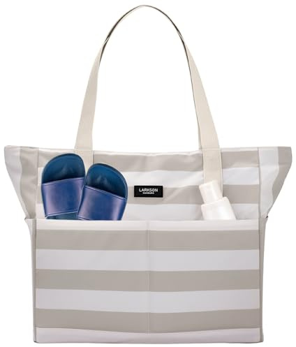 LARKSON Strandtasche Damen & Herren - Linn - Große Beach Bag für Strand, Schwimmbad, Pool - Tote Bag Badetasche XXL mit Reißverschluss - Leicht
