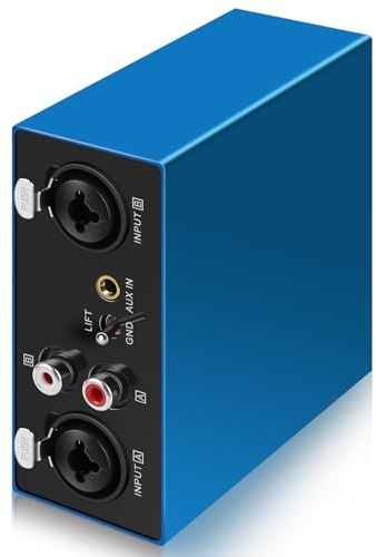 Hum Eliminator XLR TRS RCA 3.5mm AUX Multi Channel Ground Loop Noise Isolator Gold Coating Audio Speaker Buzzing Noise Filter for Home Stereo System/Speaker/Car Audio/Car Kit/Audio Player (Blue)