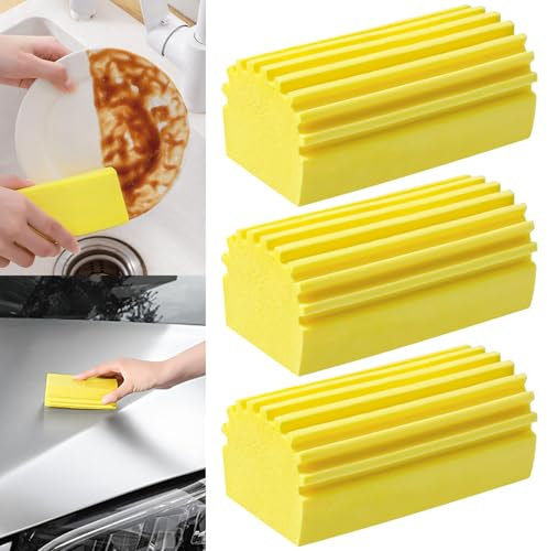 Esponja de limpieza húmeda, esponja reutilizable para persianas, vidrio, radiadores, ventanas (8, amarillo)