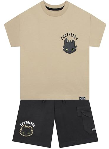 How To Train Your Dragon Conjunto De Camiseta Y Pantalón Corto Para Niño, Camiseta Y Short Desdentao Para Niño, Divertido Conjunto De Algodón, Beige 9-10 Años