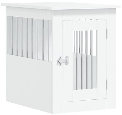 Eleganz Hundekäfig im Möbelstil Weiß 45x62x59 cm aus Holzwerkstoff & Stahl – Moderner Hundezwinger für Wohnzimmer, Schlafzimmer | Stabile & Leichte Hundebox | Ideal für kleine Hunde