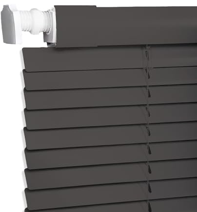 Alu-Jalousie ohne Bohren, Lamellen 25 mm breit Jalousien, nach Maß, Sichtschutz Jalousien für Fenster, Lichtschutz Aluminium Jalousie Für Haus/küche/büro(Schwarz)