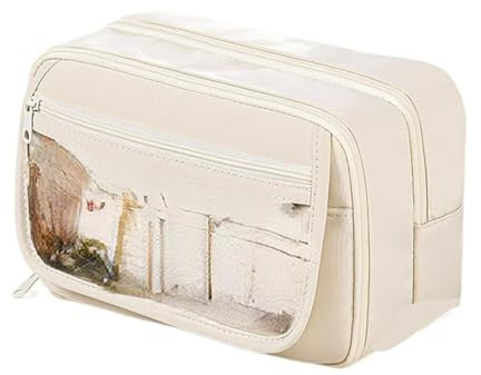 Lkvent federpenal Federmäppchen mit großer Kapazität, 9 Fächer, Stiftebox, Organizer, einfache Aufbewahrung, ästhetisches Briefpapier for die wichtigsten Dinge im Schulbüro mapchen(Beige)
