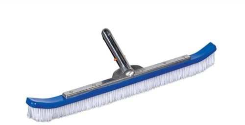 GEMAS Poolbürste 60 cm – Clip-Modell mit Aluminiumstiel – Schwimmbad Bürste zur Wand- und Bodenreinigung verstärkter Aluminium Rückseite Pool