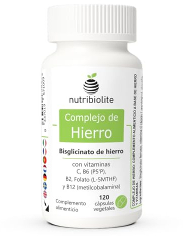 Fer Bisglycinate + Vitamine C, B2, B6, B12 et Folate - Gentle | Immunité & Fatigue - Haute absorption - Doux pour l’estomac - Sans additifs - Végan - 120 Gélules - 4 mois | Complexe Fer Nutribiolite