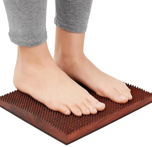 SPANCARE PHARMACEUTICALS Sheesham - Alfombrilla de acupresión de madera para pies, 29,5 x 29,5 x 2 cm, herramientas de acupresión de madera