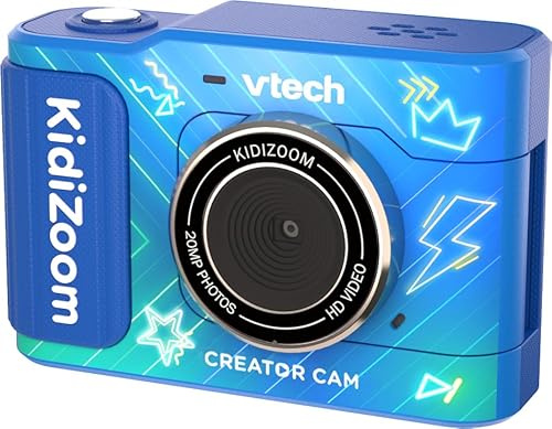 Vtech KidiZoom Creator Camera, English | Flip camera with vertical HD video, effects, apps, games, USB-C charging, tripod mount and microSD storage. Ages 5-12