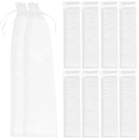 Artibetter 10 Stück Organzasäckchen mit Kordelzug Weiß Tragbare Geschenkbeutel aus Organza Verschleißfest und Klassisch für Hochzeit und Faltfächer Aufbewahrung