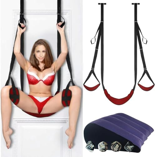 Door Sex Swing with Seat - New Leather Cushion Thick Fluff,with Adjustable Straps,Sex Door Love Slings Bondage Restraints for Adult Sex Toys for Women Men Couples(Upgrade Version) Sweater 5THC