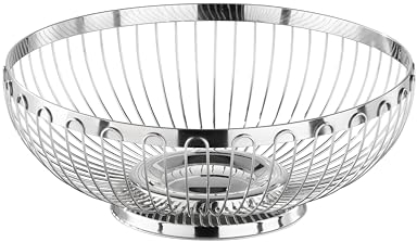 APS 30230 - Cestino in acciaio INOX lucidato a specchio per pane o frutta, Ø 25,5 x 9,5 cm
