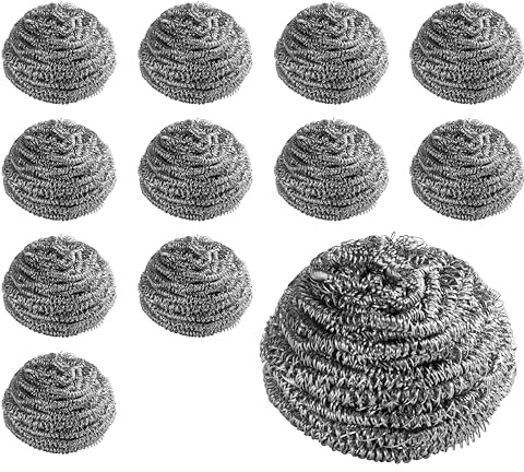 New Star Foodservice 54460 Extra Large (50 Grams) Stainless Steel Sponges Scrubbers, Set of 12