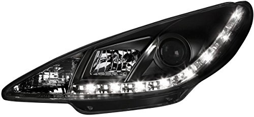 AUTO-STYLE Satz Scheinwerfer TFL-Look kompatibel mit Peugeot 206 1998- inkl. GTi - Schwarz