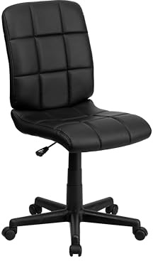 Flash Furniture Clayton Mid-Back Tufted Vinyl Upholstered Swivel Desk Chair with Padded Seat, Modern Adjustable Height Padded Office Chair, Black