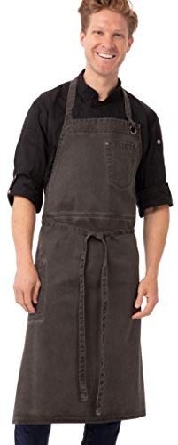 Chef Works Unisex Dorset Chefs Bib Apron, Pewter, One Size