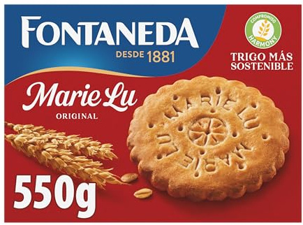 Fontaneda MarieLu Galletas Originales, 60% cereales, Deliciosa fuente de fibra, 550 g | Galletas MarieLu elaboradas con cereales y ricas en fibra, ideales para desayunos, meriendas y recetas caseras