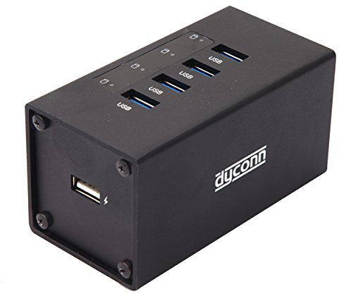 Dyconn Power Hub SuperSpeed - Concentrador USB 3.0 de 5 puertos de 1 a 5 A, solo carga industrial (HUBC4B)