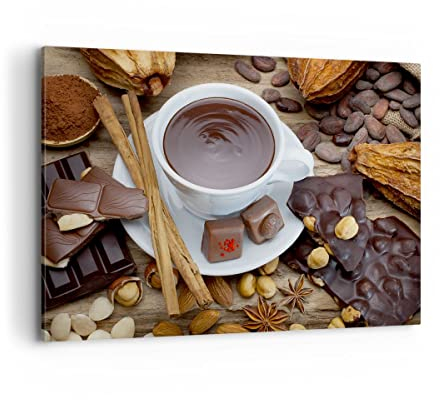 Quadro su Tela 100x70cm Stampe da Parete Tazza cioccolato bevanda cannella Grandi Decorazione Murale Camera da Letto 1 pezzo Quadri Moderni Soggiorno Grafica Immagini Wall Art Canvas AA100x70-2488