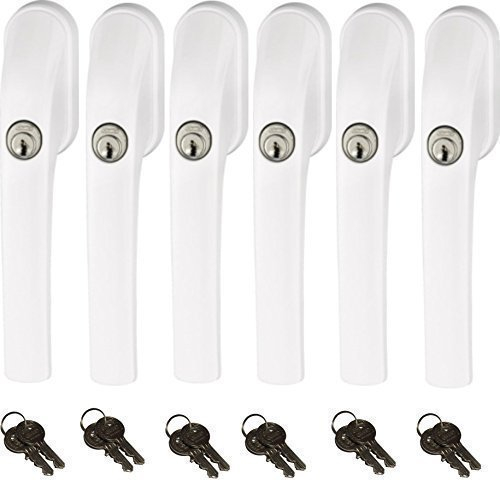 Abus FG300 abschließbarer Fenstergriff, weiß, im Set 6 Stück alle gleichschließend AL0089 mit insgesamt 12 Schlüssel