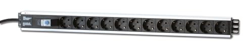 Techly Professional 023189 Multipresa Verticale per Rack 12 Posti Schuko con Magnetotermico Spina Schuko Angolata 1U Nero/Argento