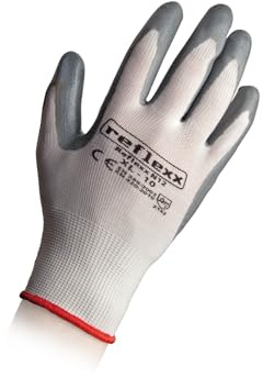 Reflexx N12, Guanti Supportati in Nitrile, 1 paio, Bianco/Grigio, S