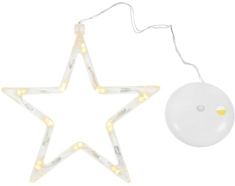 Ledmomo Weihnachtsbeleuchtung, 5-zackiger Stern, Hängeleuchte mit Saugnapf, batteriebetriebene Weihnachtsdekoration, warmweißes Licht, acryl