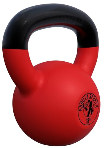 GORILLA SPORTS® Kettlebell 2–32 kg aus Gusseisen, Neopren, Set oder einzeln | Kugelhantel mit breitem Griff und flachem Standboden; bodenschonend für Home Gym, Fitness, Ganzkörper- und Krafttraining