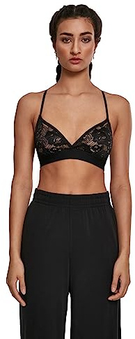 Urban Classics Soutien-Gorge Triangle en Dentelle Femme Bustier Noir XS 91% Polyamide, 9% élasthane