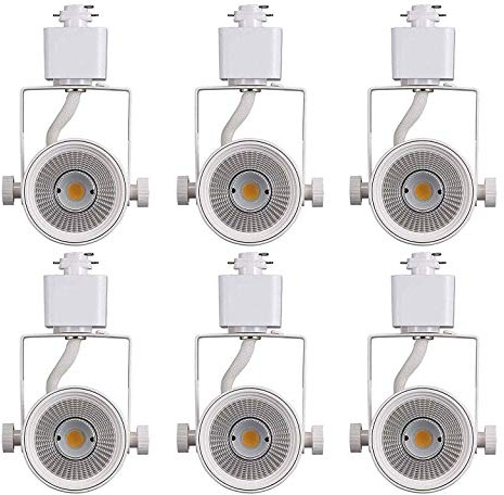 CLOUDY BAY 8W 4000K Cool White Dimmable LED Track Light Head,CRI90+ True Color Rendering Adjustable Tilt Angle Track Lighting Fixture,40° Angle for Accent Retail,White Finish,Halo Type- Pack of 6