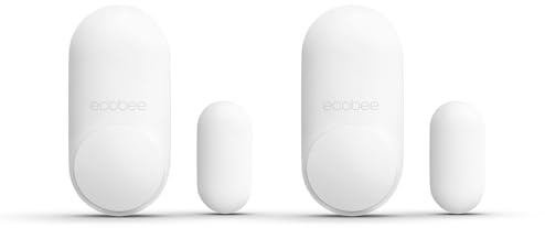 ecobee Smart Sensor for Doors & Windows 2 Pack - Wifi Contact Sensor for Home Security, Energy Savings - Compatible with Smart Thermostats - Temperature sensor, white