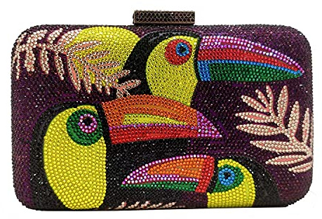 Boutique De FGG Pochette e Clutch di Cristallo con Uccello Tucano Borse da Sera per Donne Partito Strass Pochette da Sposa per Matrimonio, Piccolo