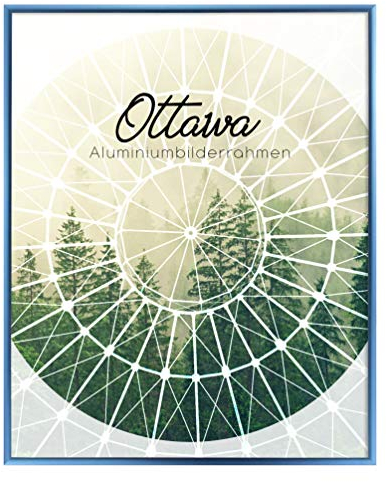 Aluminium Bilderrahmen Ottawa 36x49 cm in Stahlblau mit Antireflex-Kunstglasscheibe Posterrahmen Puzzlerahmen