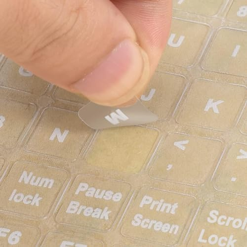 imComor Universal Englische Tastatur-Aufkleber, Transparenter Hintergrund mit Weißer Schrift, Für Laptop, PC, Notebook, Desktop-Tastaturen